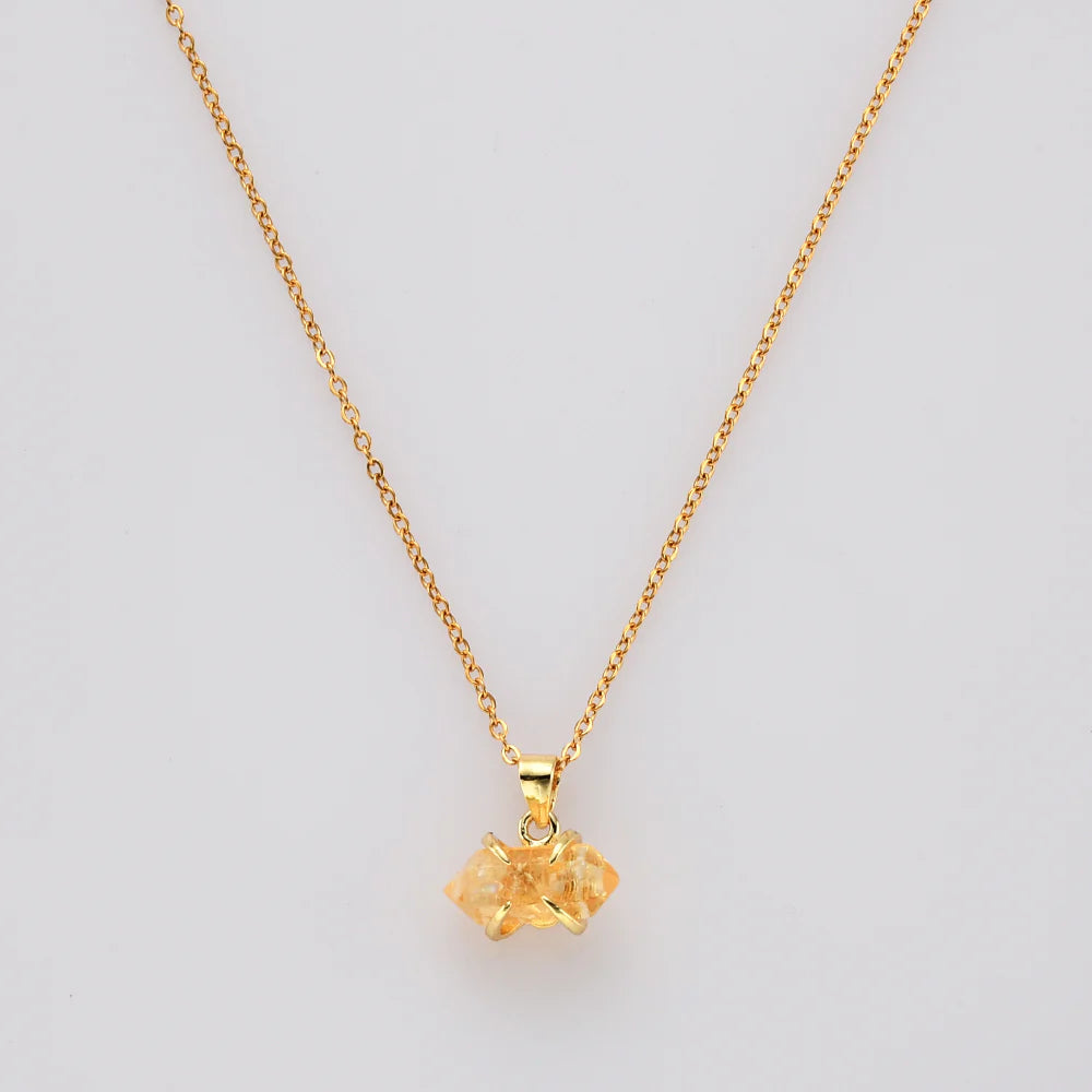 Mini Pointed Natural Quartz Necklace - 24k Gold Plated