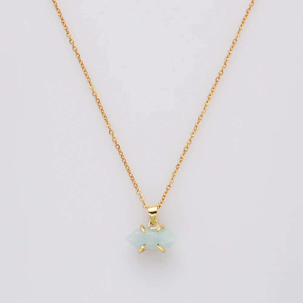 Mini Pointed Natural Quartz Necklace - 24k Gold Plated