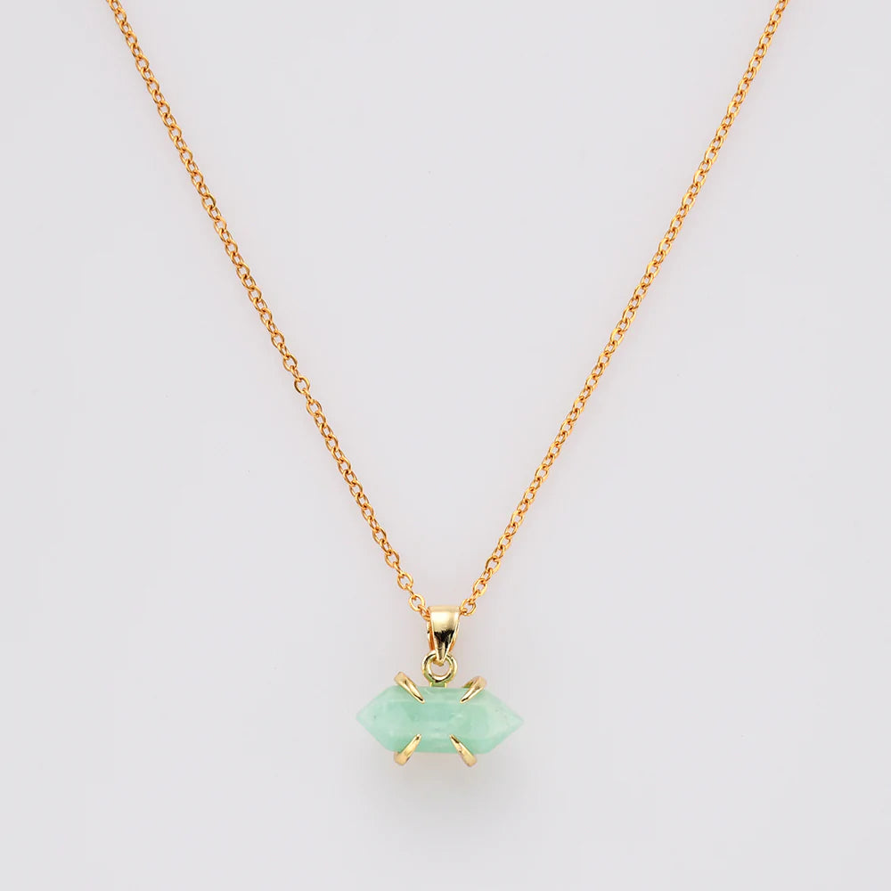 Mini Pointed Natural Quartz Necklace - 24k Gold Plated