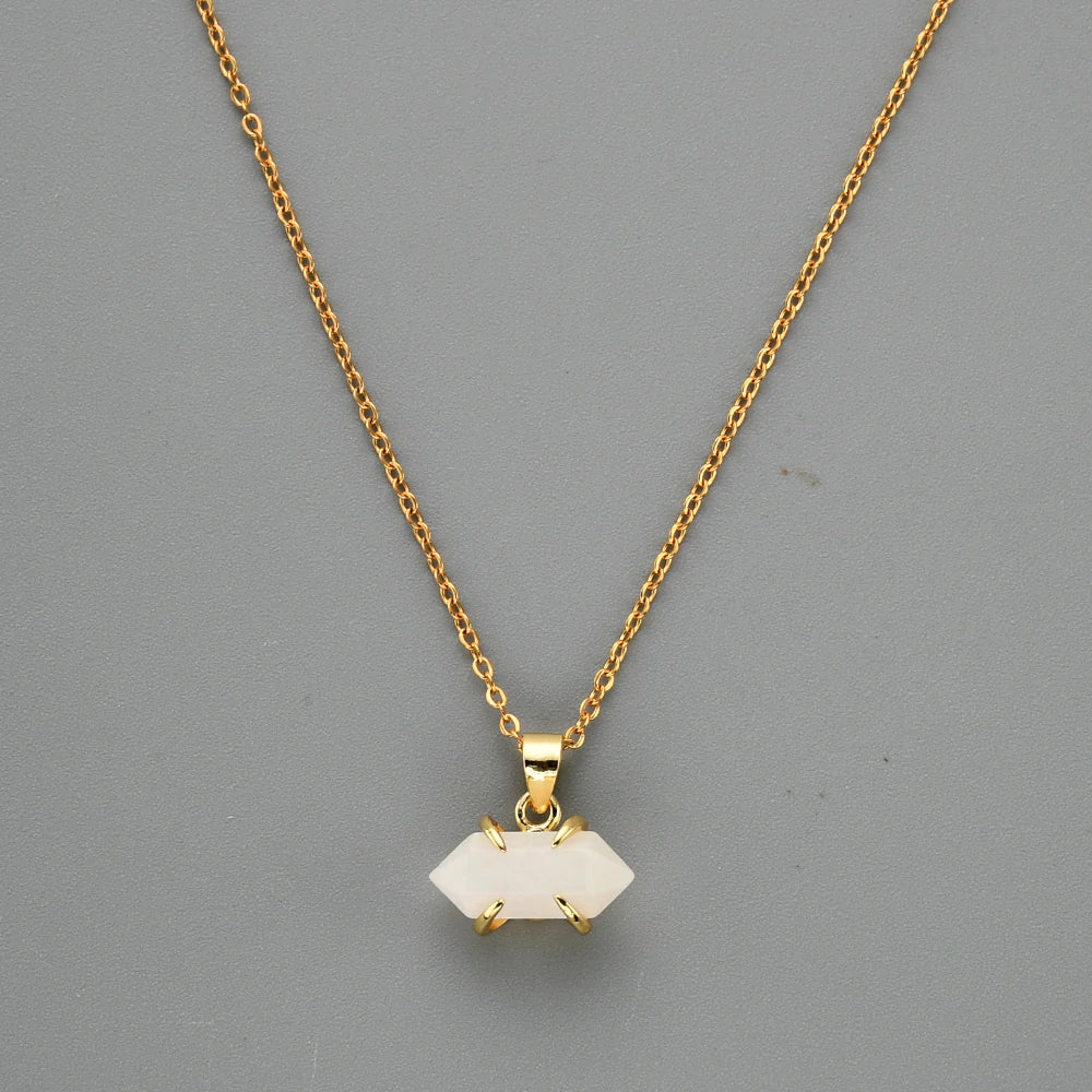 Mini Pointed Natural Quartz Necklace - 24k Gold Plated