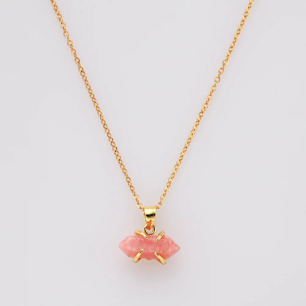 Mini Pointed Natural Quartz Necklace - 24k Gold Plated