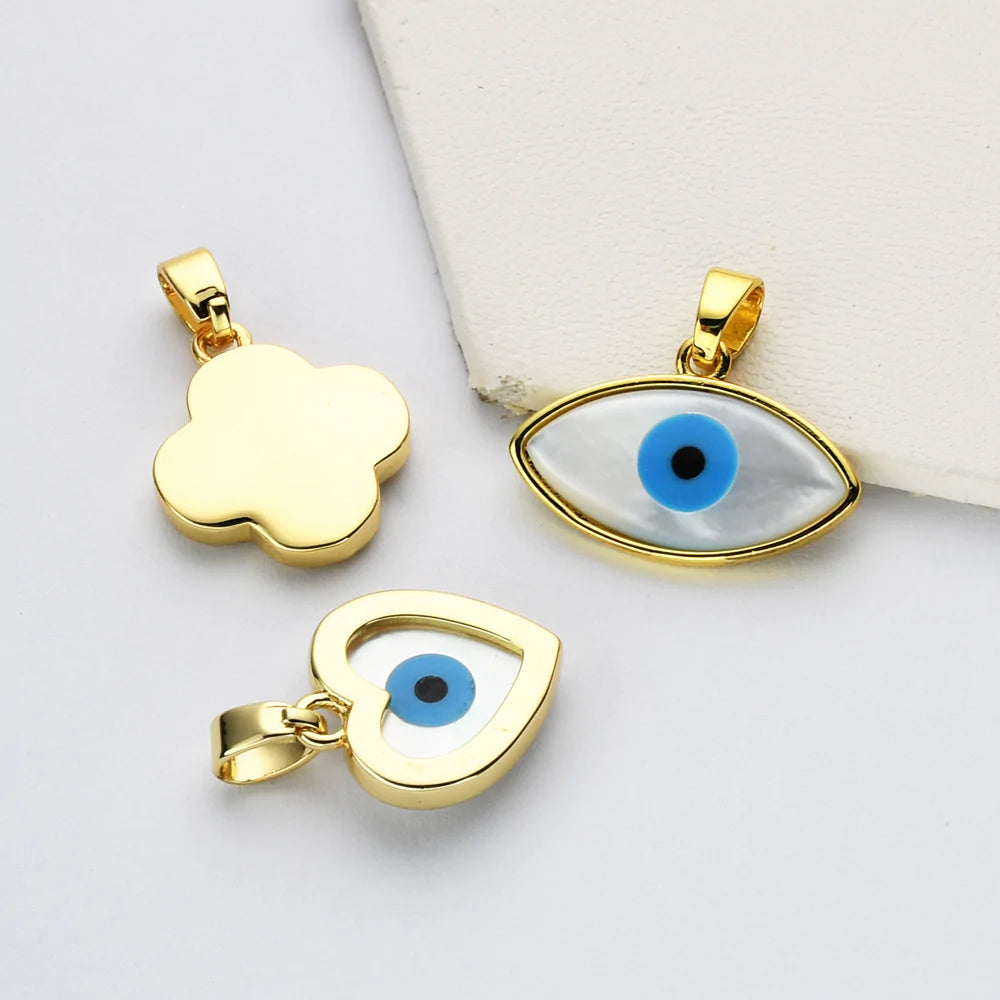 White Quartz Turkish Eye Necklace + 24K Gold Plated
