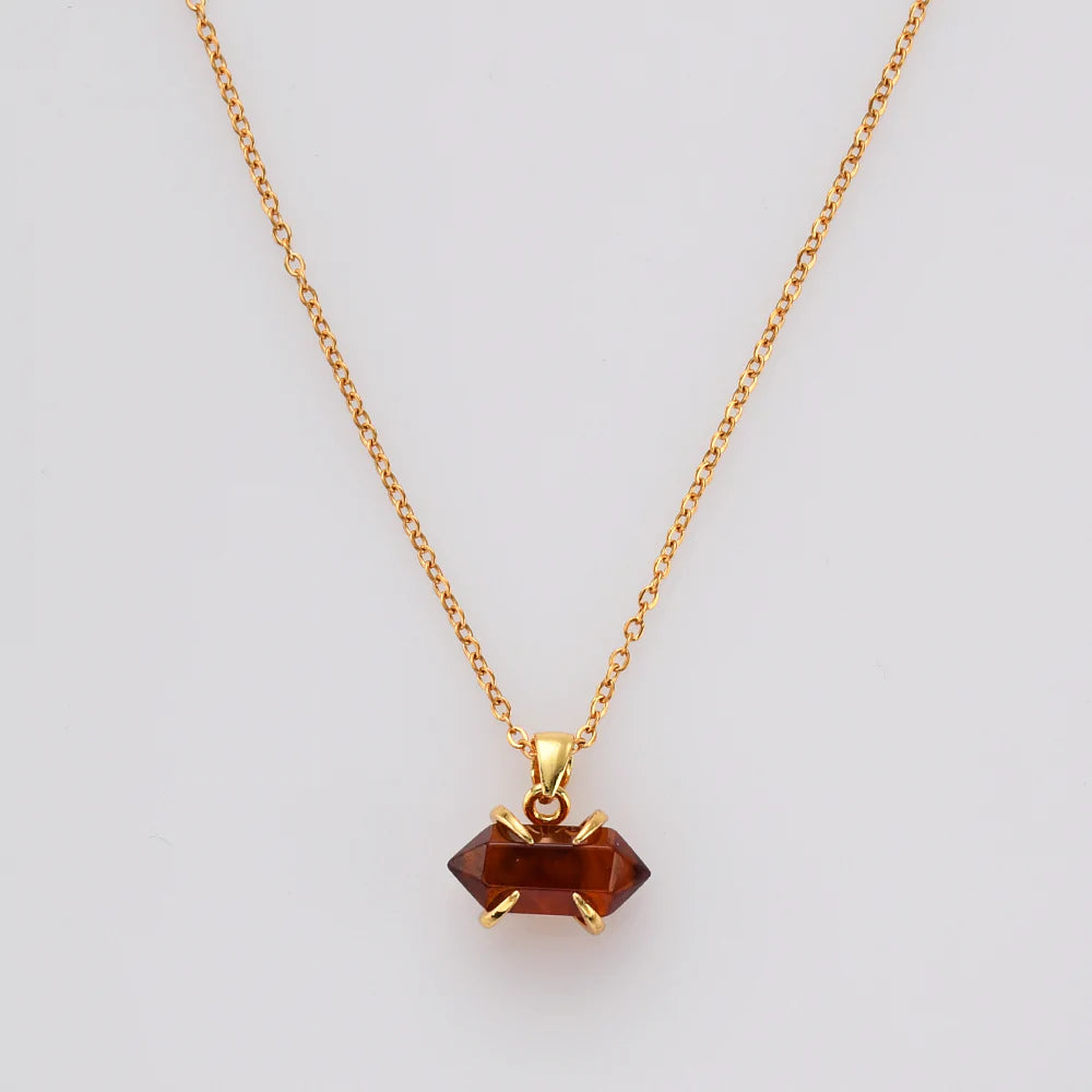 Mini Pointed Natural Quartz Necklace - 24k Gold Plated