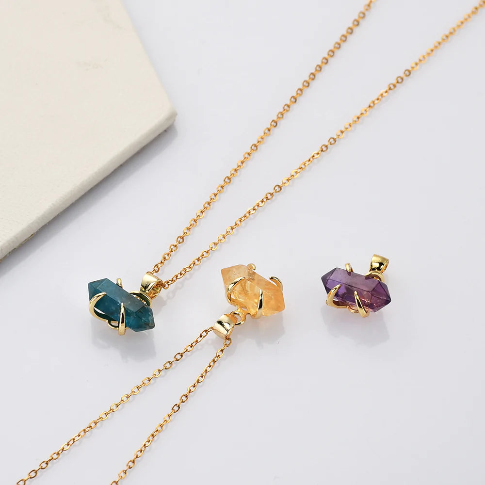 Mini Pointed Natural Quartz Necklace - 24k Gold Plated