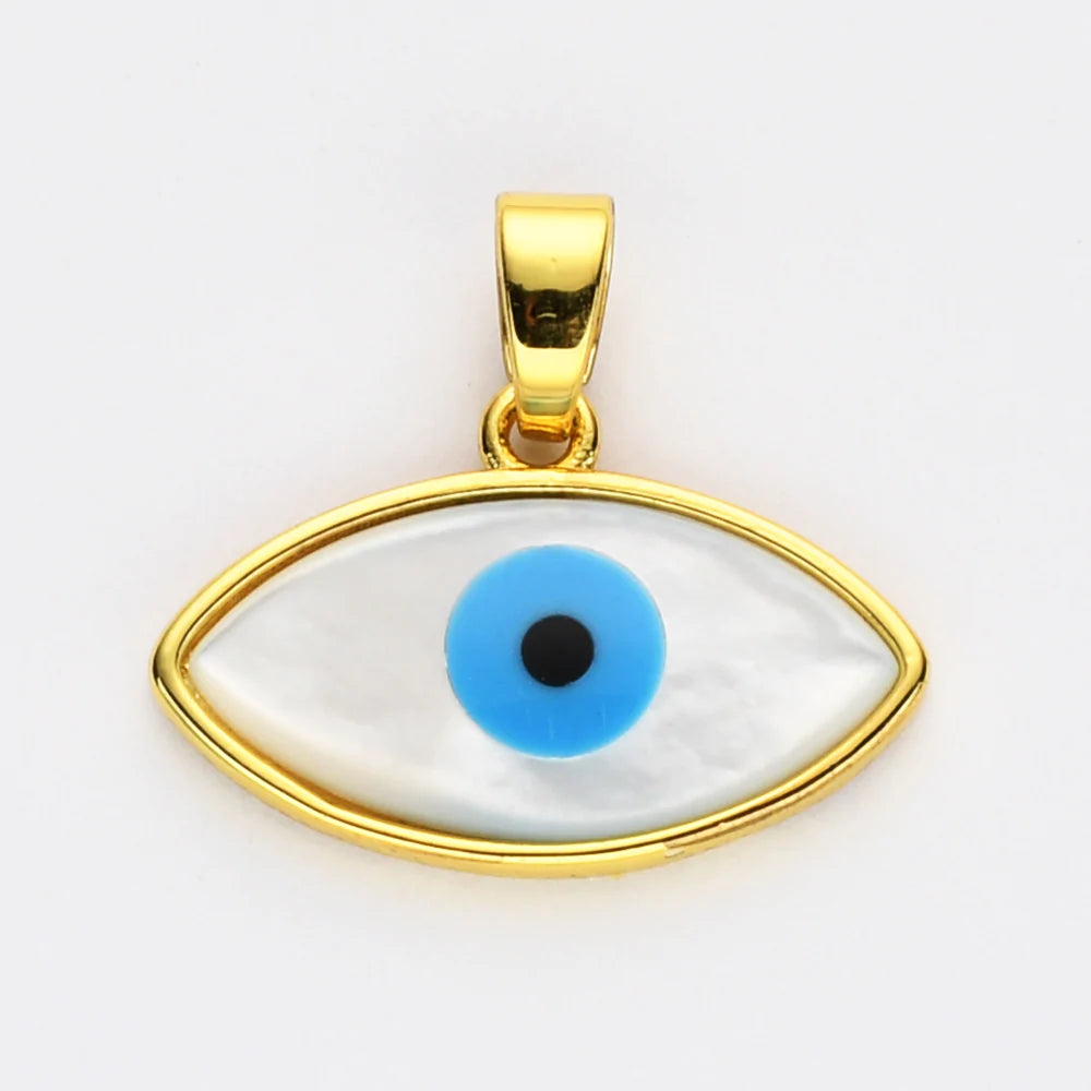 White Quartz Turkish Eye Necklace + 24K Gold Plated