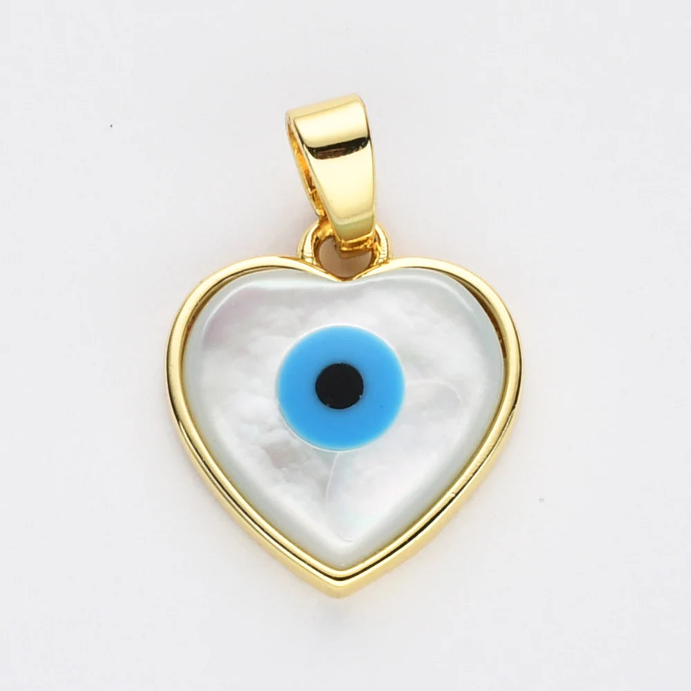 White Quartz Turkish Eye Necklace + 24K Gold Plated