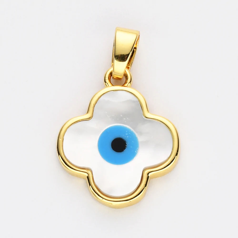 White Quartz Turkish Eye Necklace + 24K Gold Plated