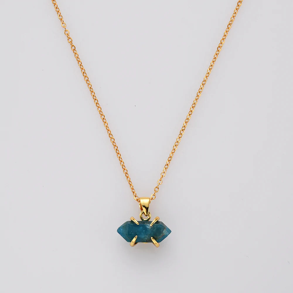 Mini Pointed Natural Quartz Necklace - 24k Gold Plated
