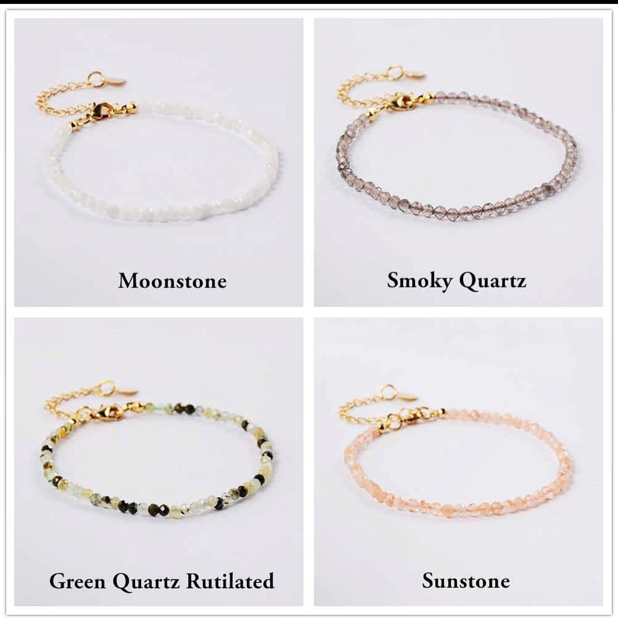 Natural Quartz/Crystals Bracelets +24k Gold Plated