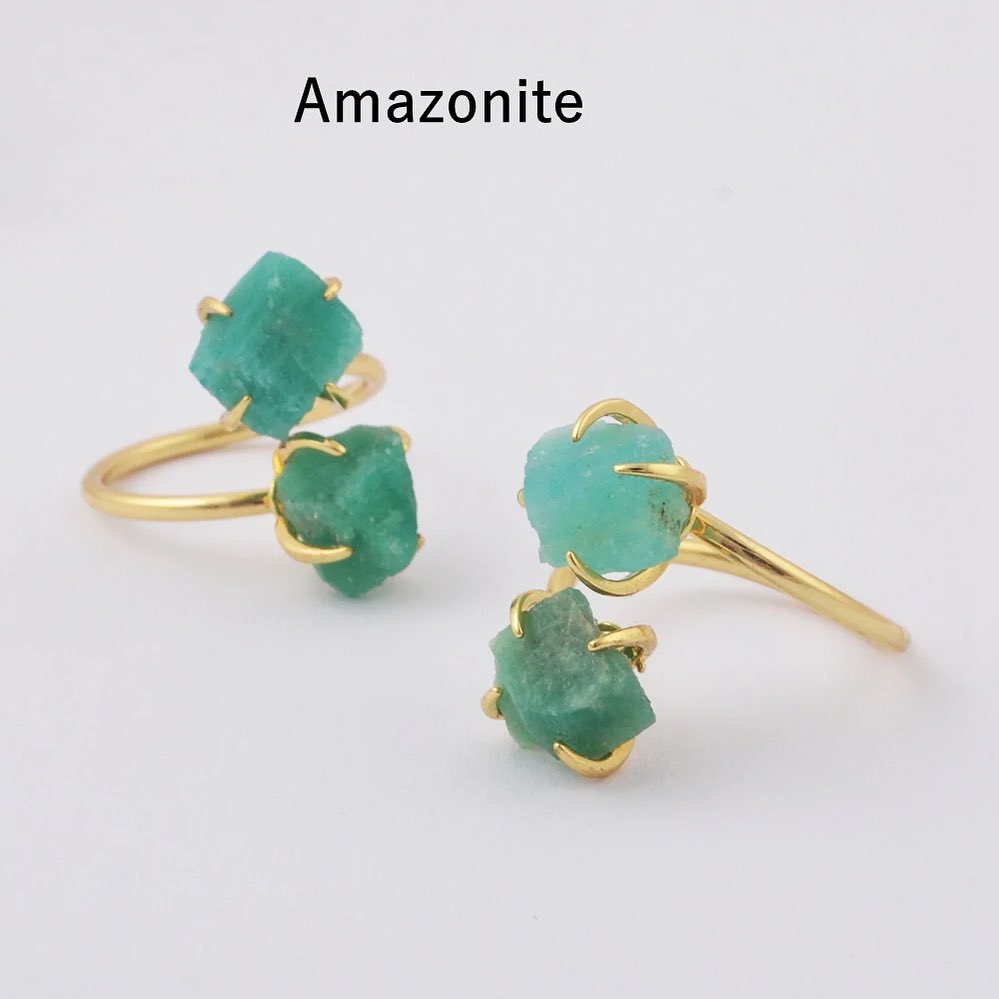 Natural Raw Crystals Claw Ring - 24k Gold Plated