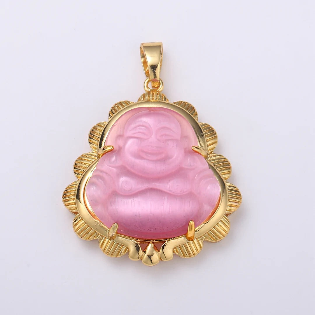 Pink Buddha Natural Jade Necklace + 18k Gold Filled