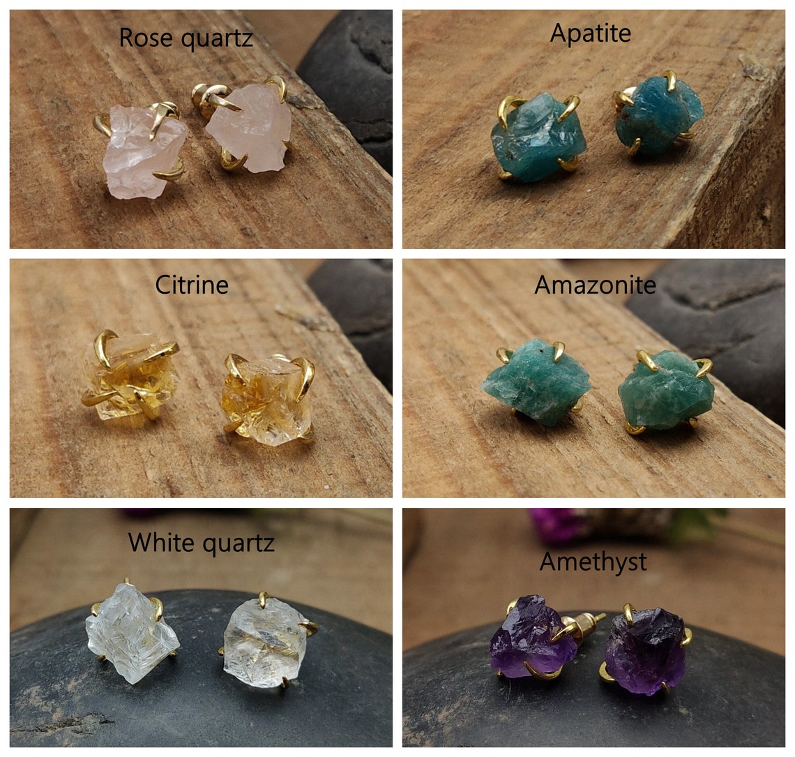 Natural Quartz Claw Earrings - 24K Gold Plated