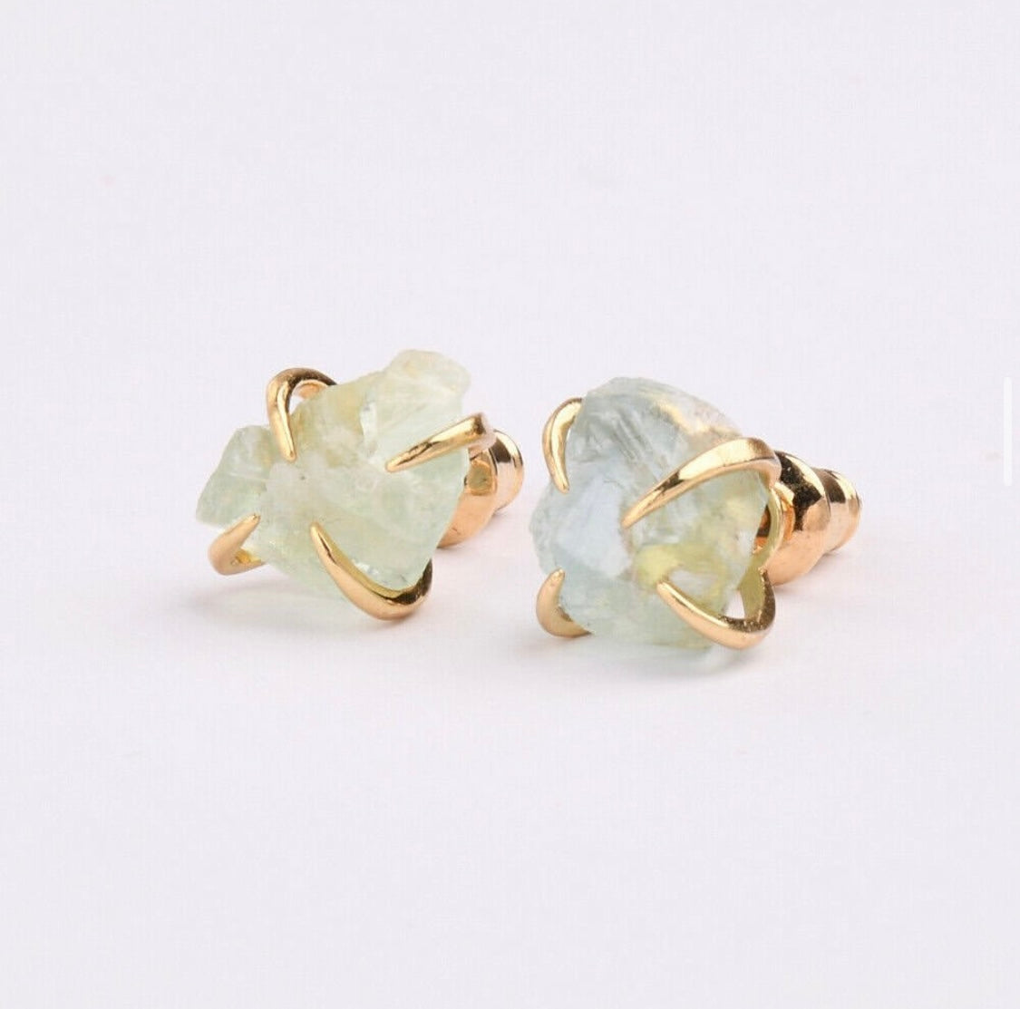 Natural Quartz Claw Earrings - 24K Gold Plated