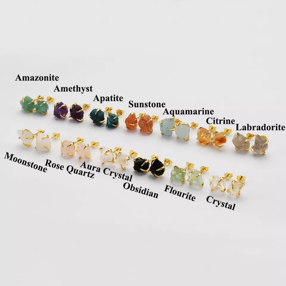 Natural Quartz Claw Earrings - 24K Gold Plated