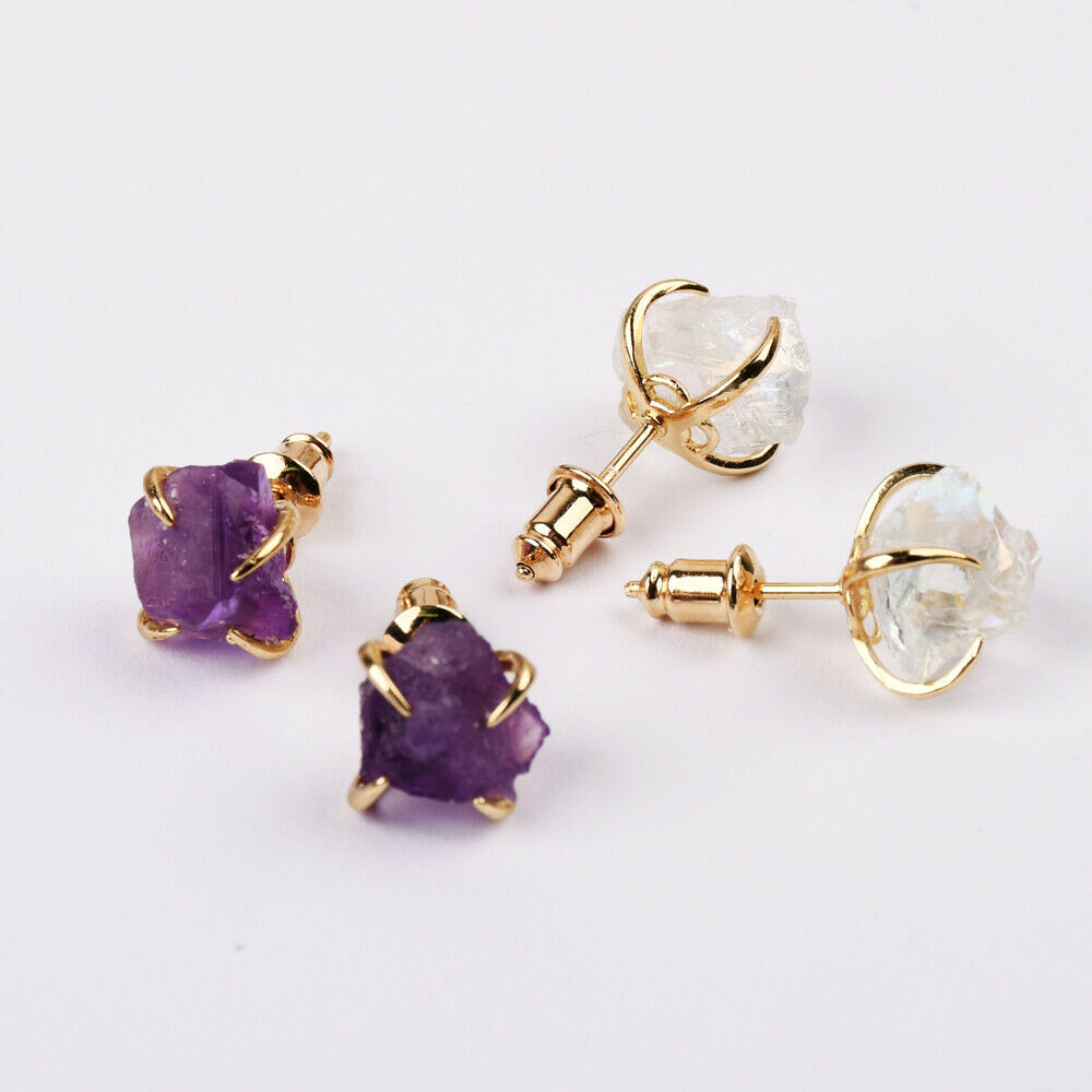 Natural Quartz Claw Earrings - 24K Gold Plated