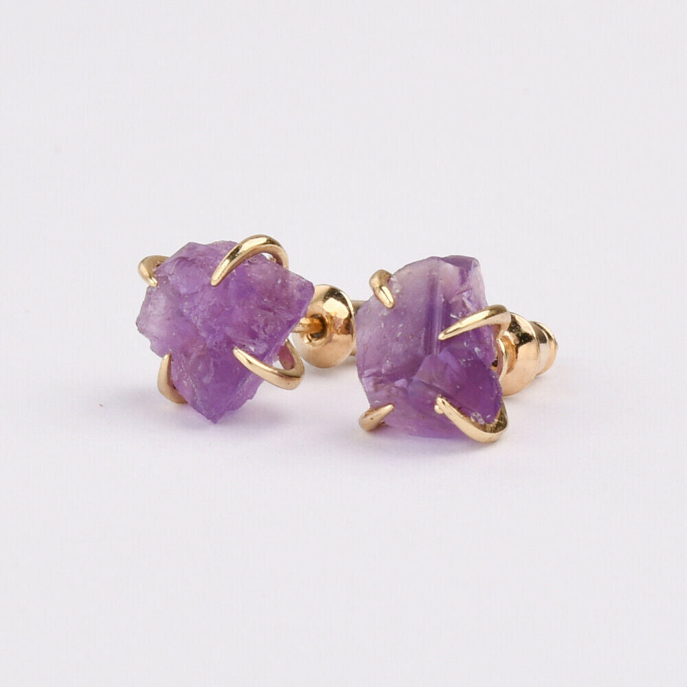 Natural Quartz Claw Earrings - 24K Gold Plated