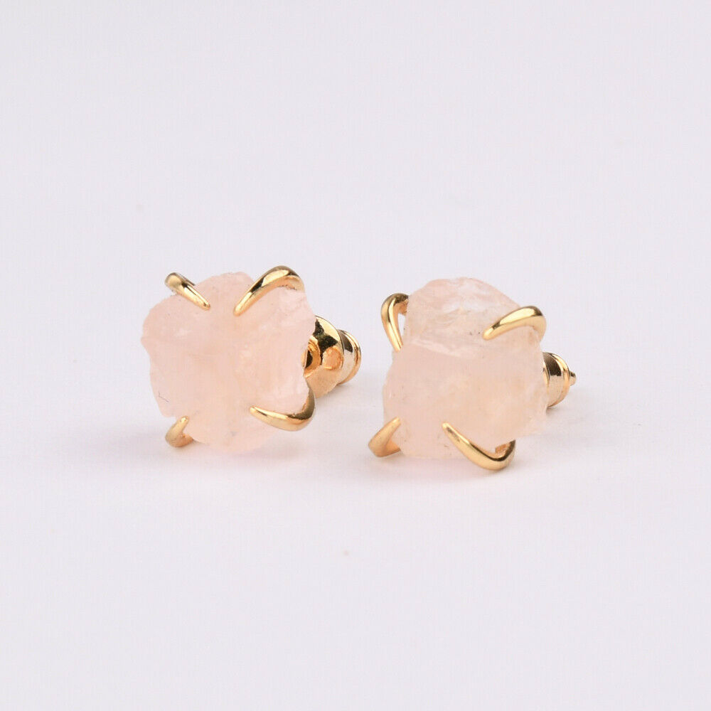 Natural Quartz Claw Earrings - 24K Gold Plated