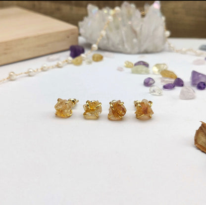 Natural Quartz Claw Earrings - 24K Gold Plated