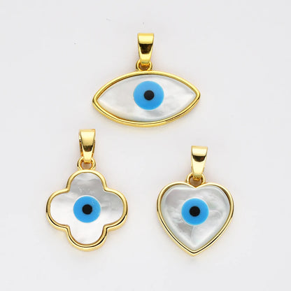 White Quartz Turkish Eye Necklace + 24K Gold Plated