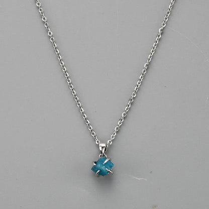 Mini Raw Natural Quartz Necklace -  Silver Plated