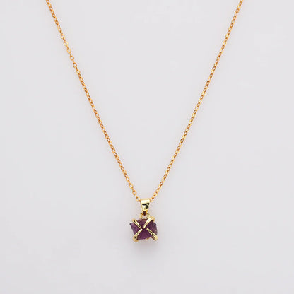 Mini Raw Natural Quartz Necklace -  24k Gold Plated