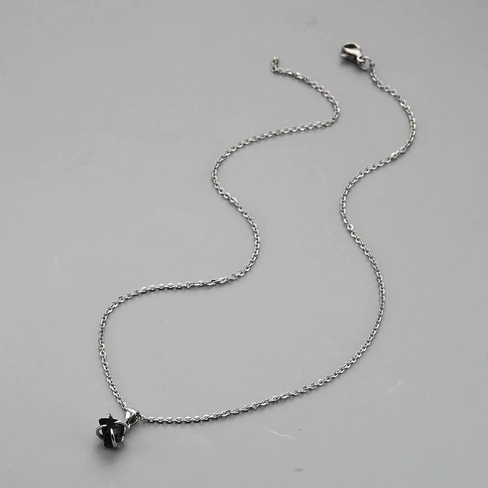 Mini Raw Natural Quartz Necklace -  Silver Plated