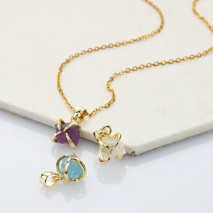 Mini Raw Natural Quartz Necklace -  24k Gold Plated