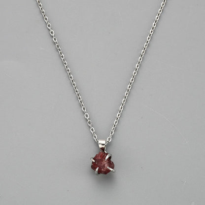 Mini Raw Natural Quartz Necklace -  Silver Plated