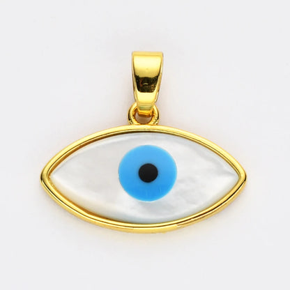 White Quartz Turkish Eye Necklace + 24K Gold Plated