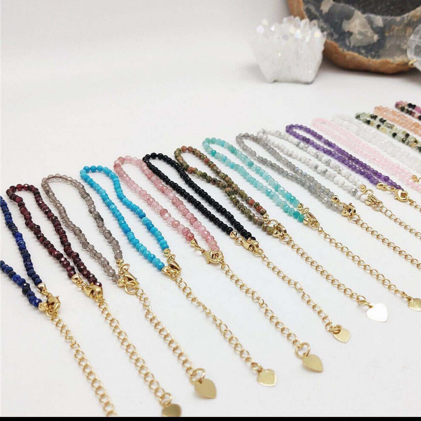 Natural Quartz/Crystals Bracelets +24k Gold Plated