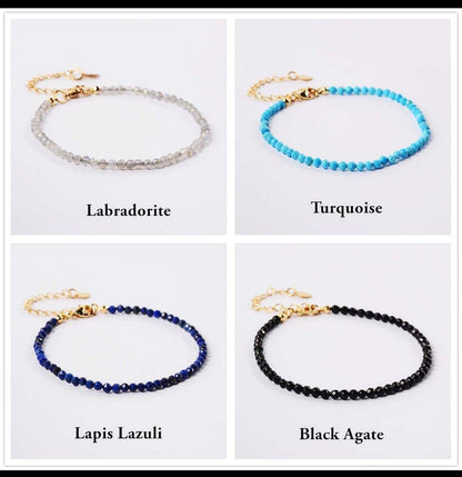 Natural Quartz/Crystals Bracelets +24k Gold Plated