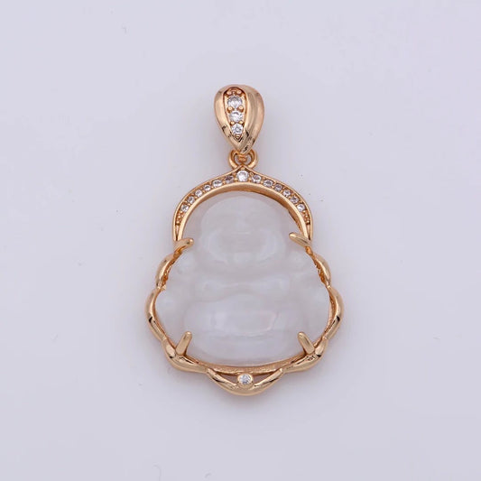 Light Green Buddha Natural Jade Necklace + 18k Gold Filled