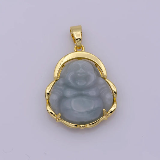Light Green Buddha Natural Jade Necklace + 18k Gold Filled