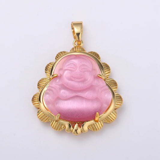 Pink Buddha Natural Jade Necklace + 18k Gold Filled