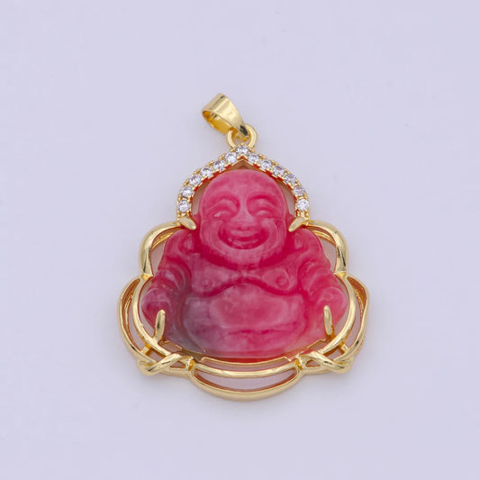 Red Buddha Natural Jade Necklace  + 18k Gold Filled