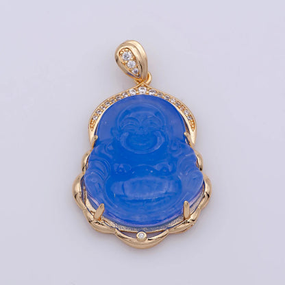 Blue Buddha Natural Jade Necklace + 18k Gold Filled