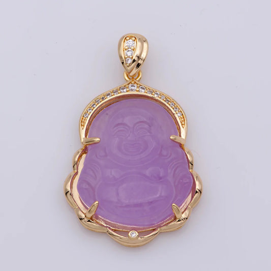 Purple Buddha Natural Jade Necklace + 18k Gold Filled