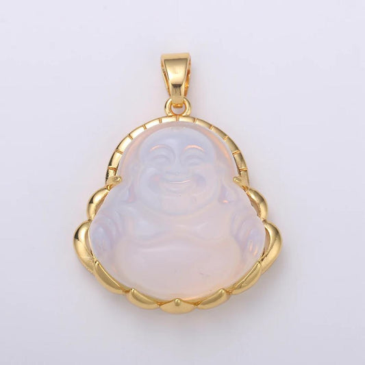 White Buddha Natural Jade Necklace + 18k Gold Filled