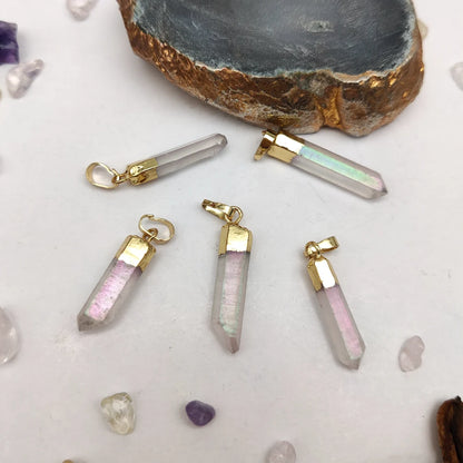 MINI - Natural White Quartz Pointed Necklace -  24k Gold Plated