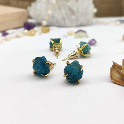 Natural Quartz Claw Earrings - 24K Gold Plated