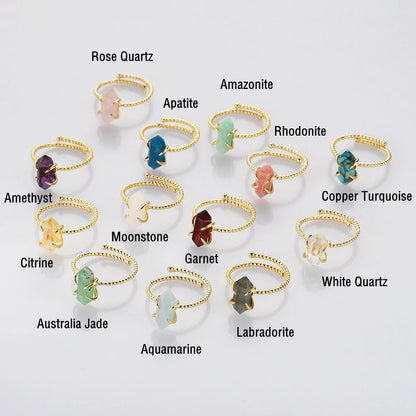 Pointed Natural Crystals Ring -  24k Gold Plated