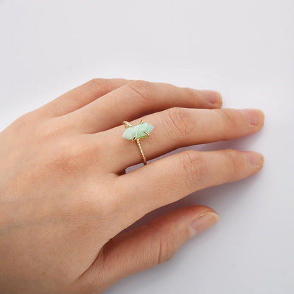 Pointed Natural Crystals Ring -  24k Gold Plated