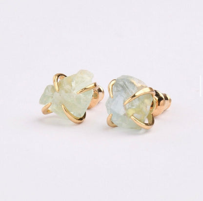 Natural Quartz Claw Earrings - 24K Gold Plated