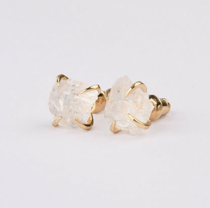 Natural Quartz Claw Earrings - 24K Gold Plated